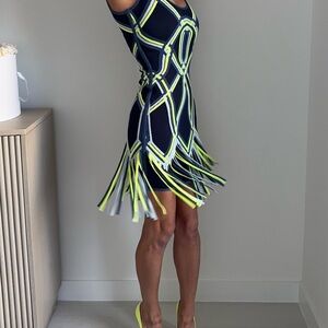 Herve Leger Charoletta Dress Knit Rayon Bodycon